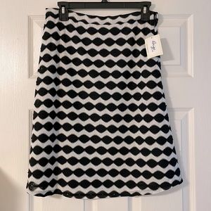 Wave Stripe Skirt Black White Silver Metallic Knit Beige by ECI Textured
